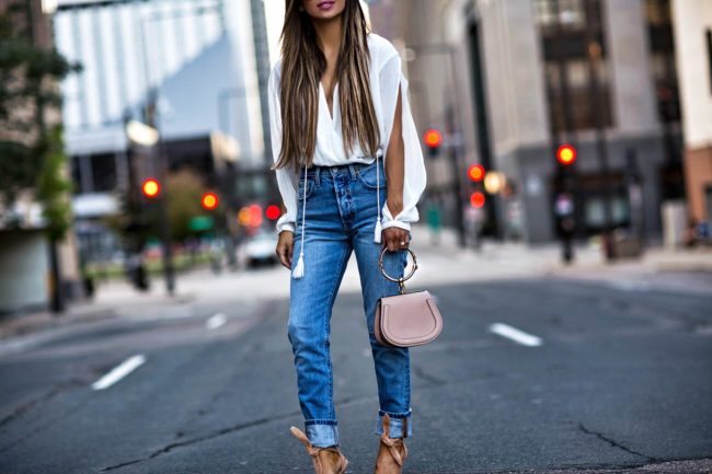 fashion blogger mia mia mine wearing a white bodysuit from revolve and a chloe nile bag from nordstrom
