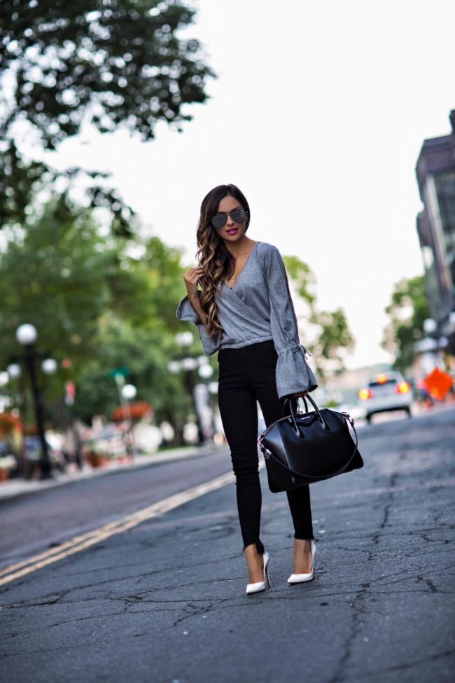 Fashion blogger street style with a fall transition look
