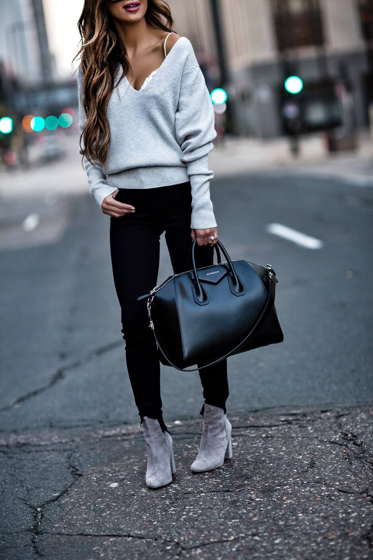fashion blogger mia mia mine wearing gray steve madden booties from nordstrom
