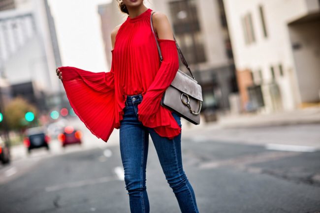 Styling a pleated top for fall
