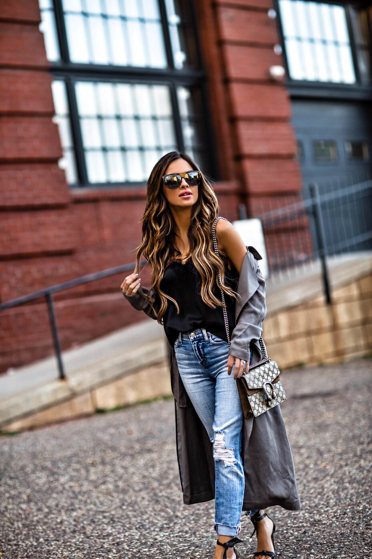 fashion blogger mia mia mine wearing l'agence denim and alexandre birman heels from intermix