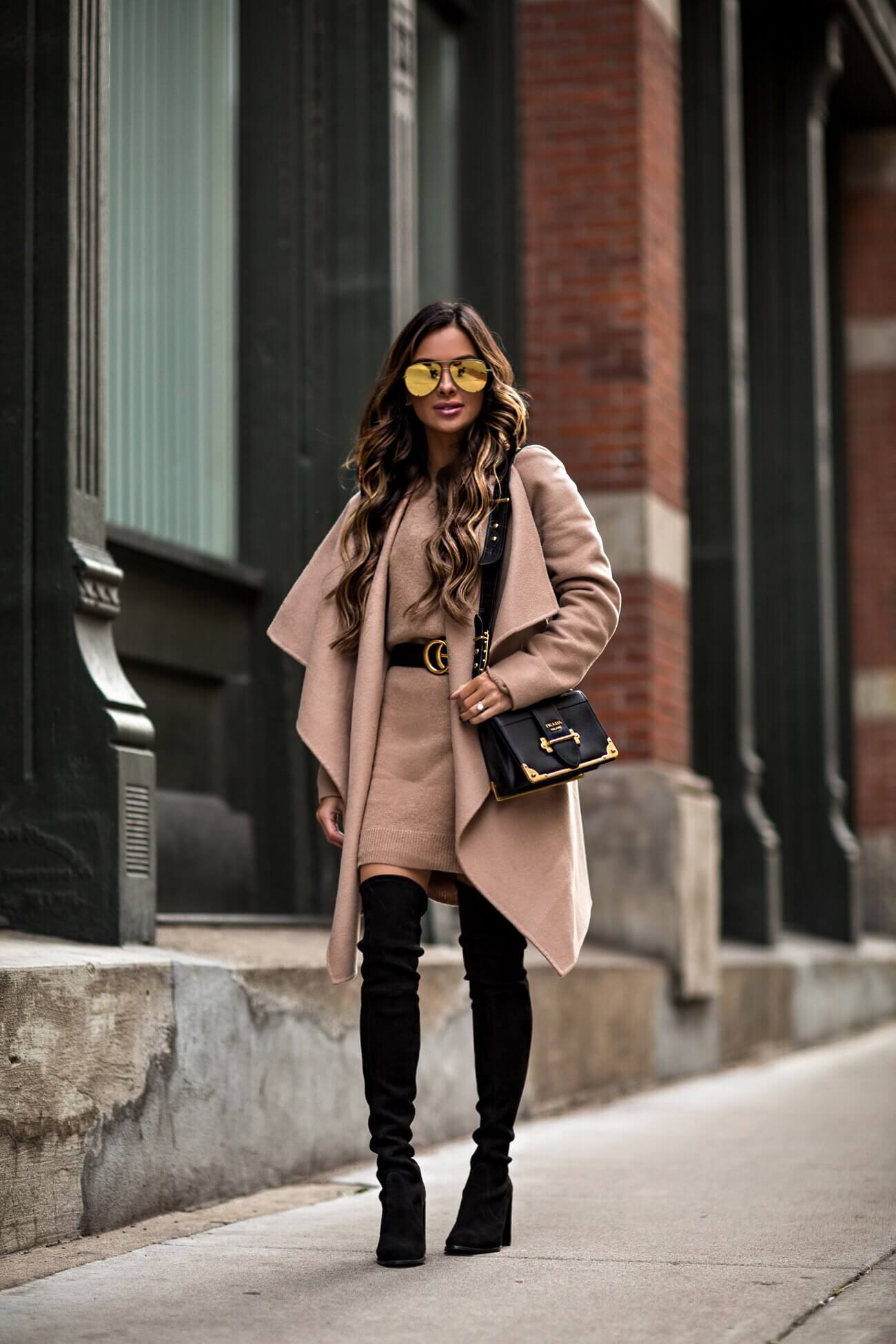 fashion blogger mia mia mine wearing a camel coat from nordstrom