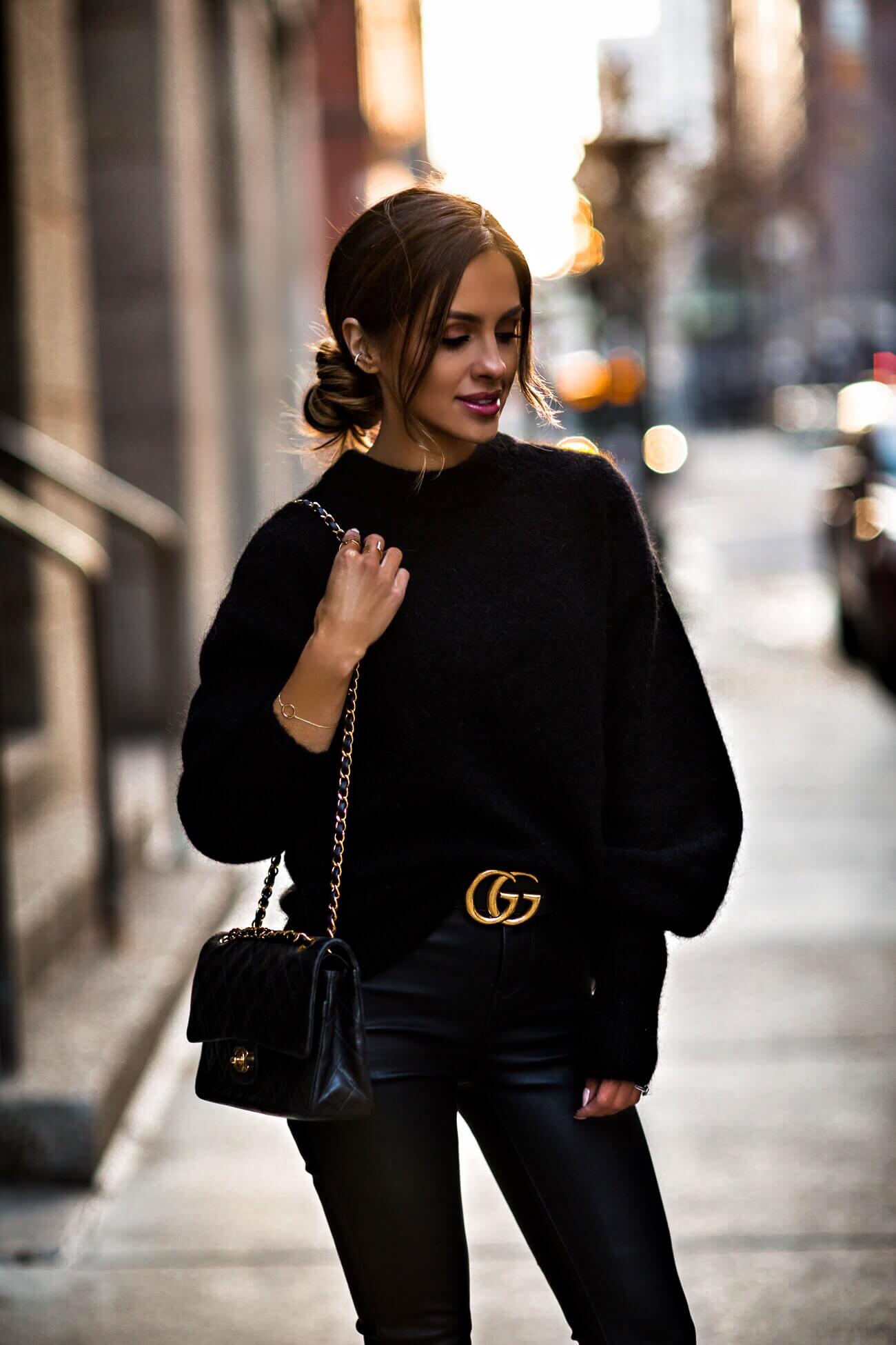 fashion blogger mia mia mine wearing a chanel bag and aurate new york jewelry