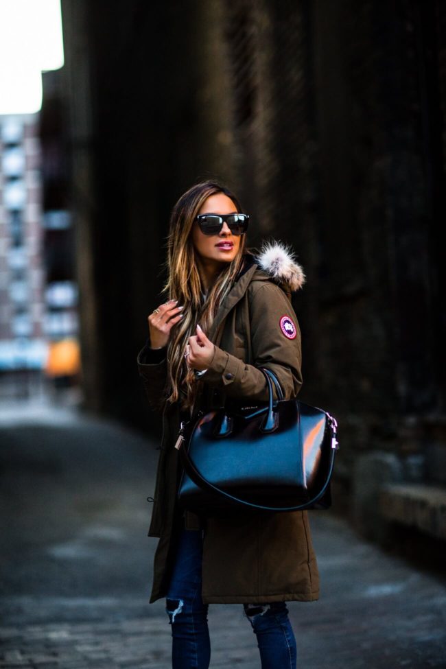 fashion blogger mia mia mine wearing a canada goose parka from elevtd