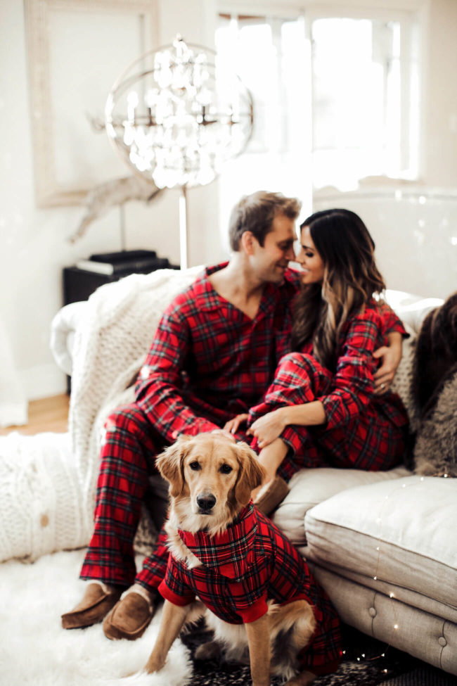 fashion blogger mia mia mine wearing christmas pajamas from macy's