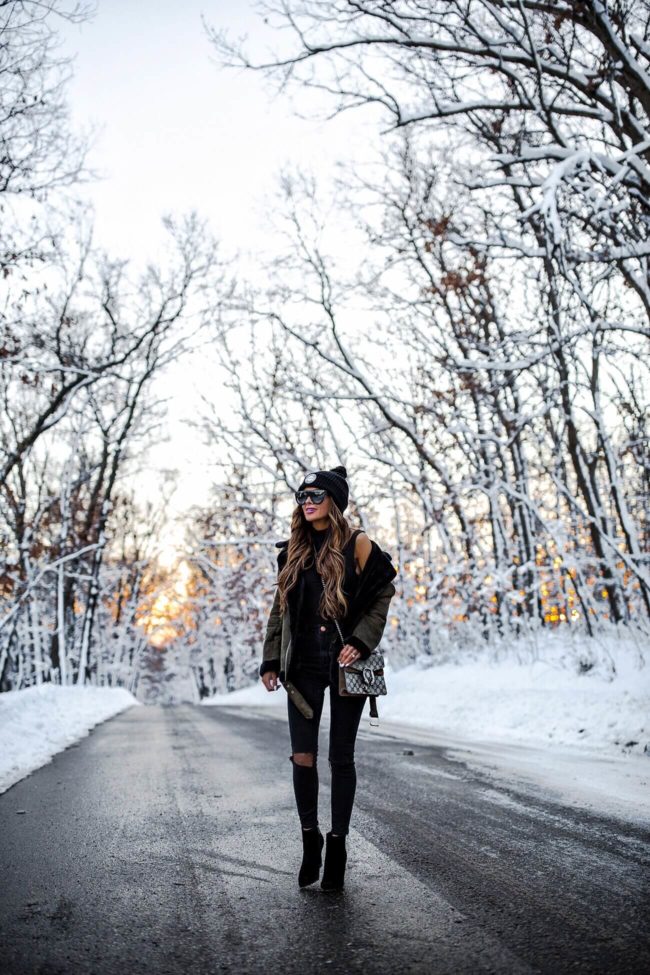 fashion blogger mia mia mine wearing a winter outfit from shopbop