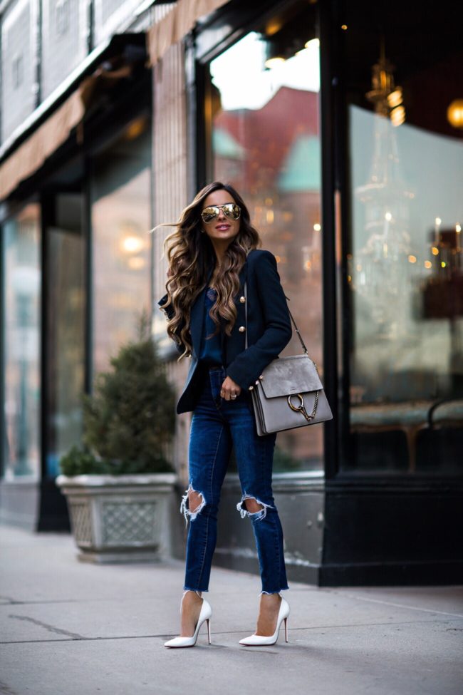 fashion blogger mia mia mine wearing a chloe faye medium bag and levi's denim from shopbop