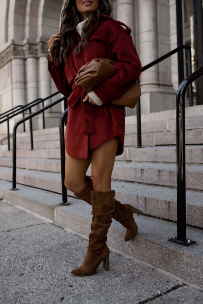 fashion blogger mia mia mine wearing suede boots from walmart