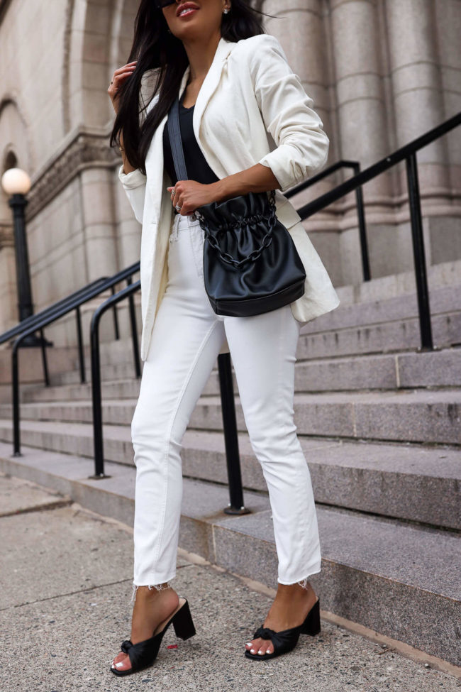 fashion blogger mia mia mine wearing white jeans from walmart