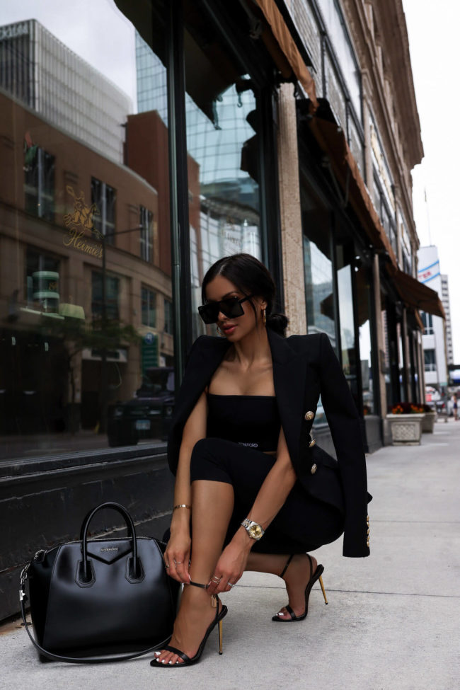 fashion blogger mia mia mine wearing tom ford padlock heels from ssense