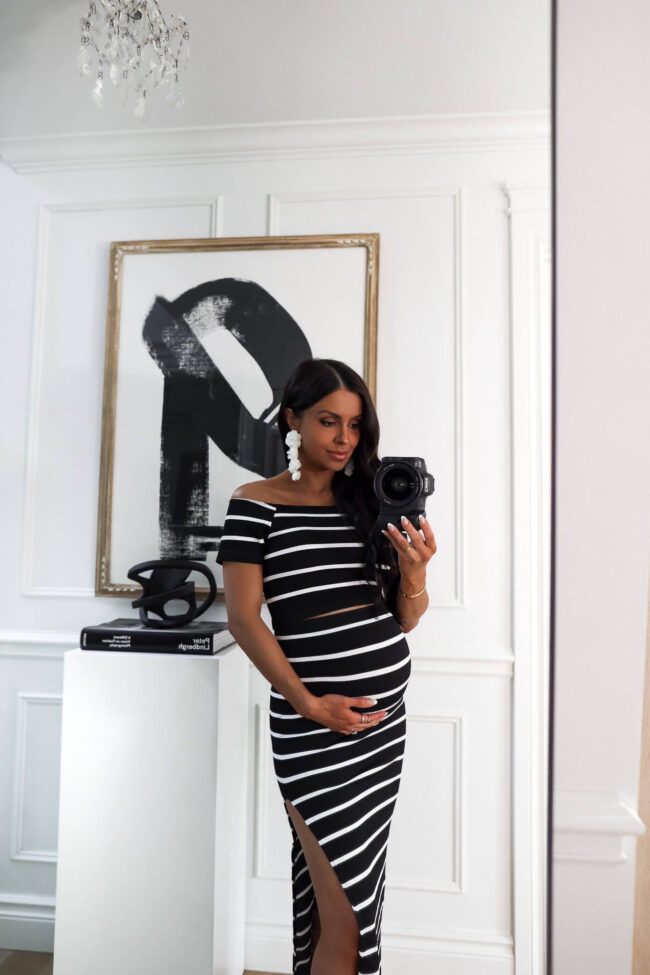 fashion blogger mia mia mine wearing a striped set for summer