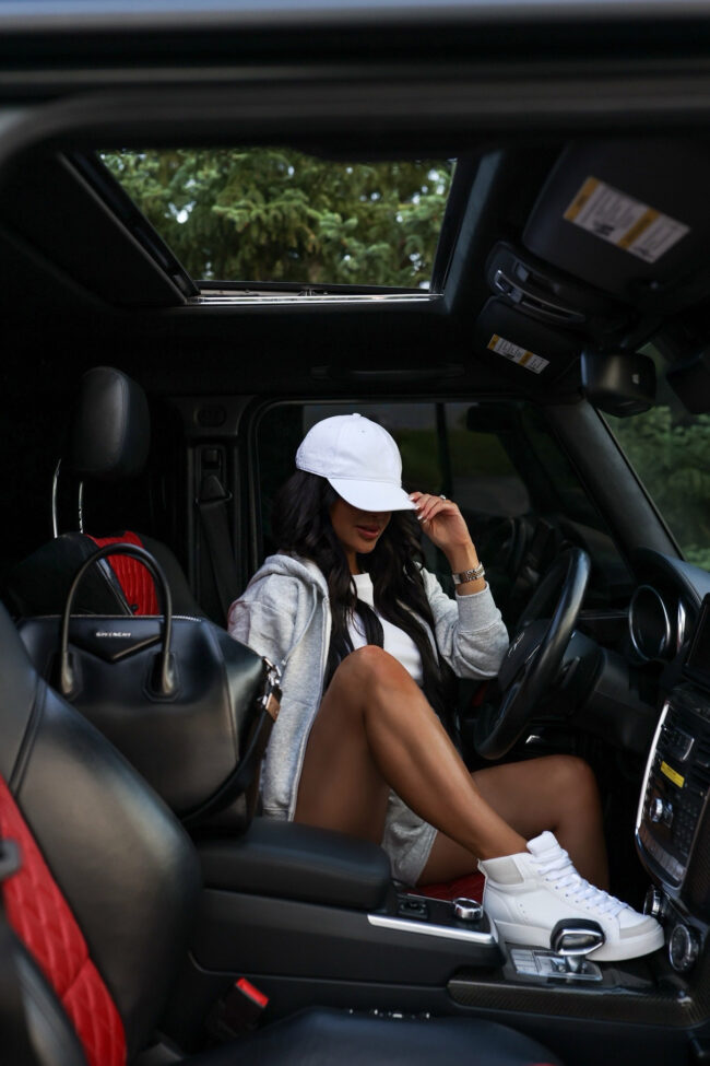 fashion blogger wearing high top sneakers from walmart