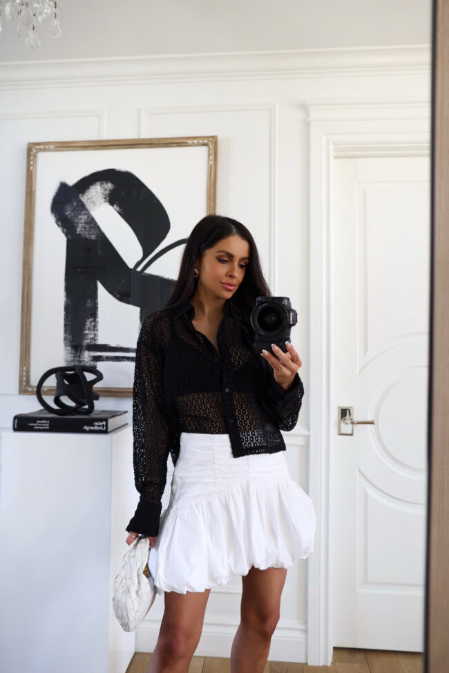 brunette fashion blogger wearing a summer outfit from express