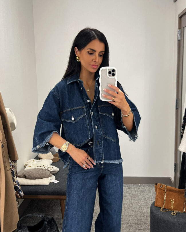 mia mia mine wearing an allsaints frayed denim jacket from the nsale