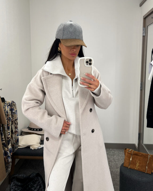 mia mia mine wearing an ivory coat from the nsale