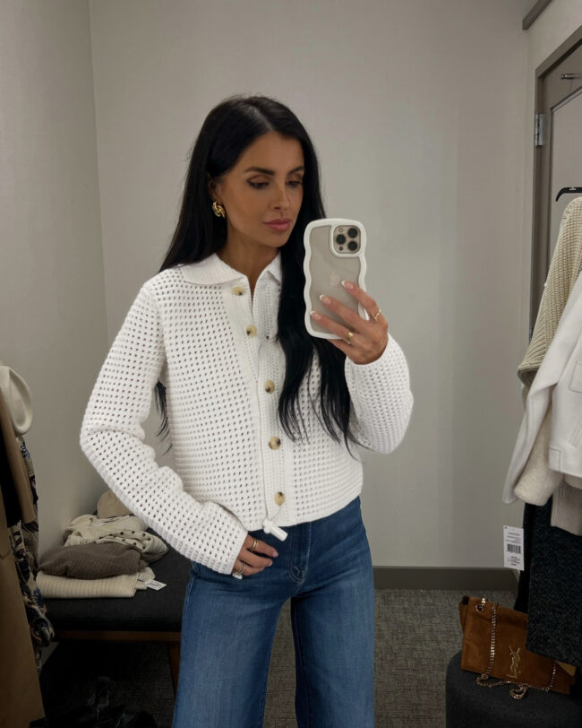 mia mia mine wearing a vince open knit cardigan from the nsale