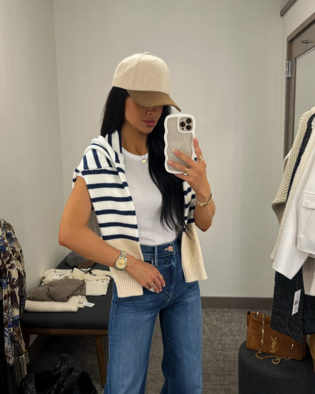 mia mia mine wearing a striped sweater from the nsale