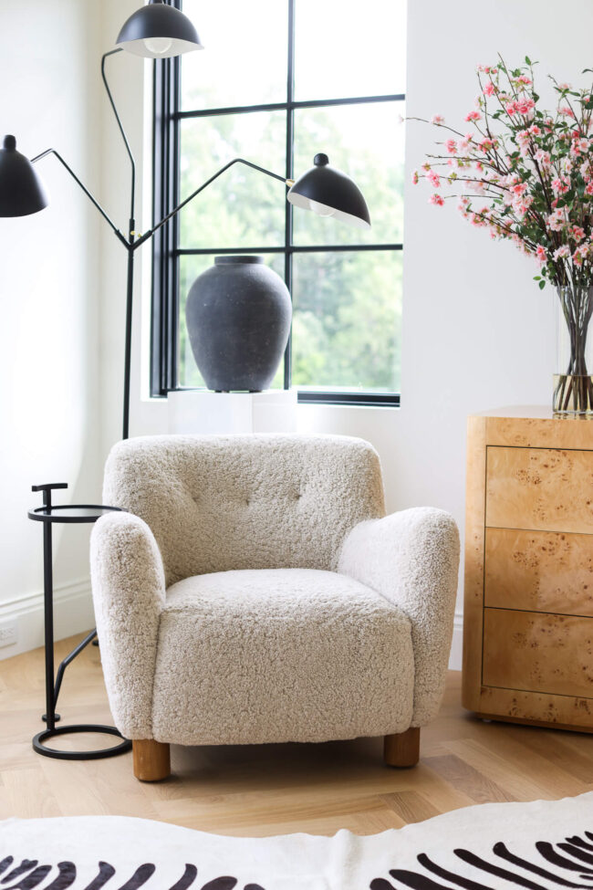 white boucle chair