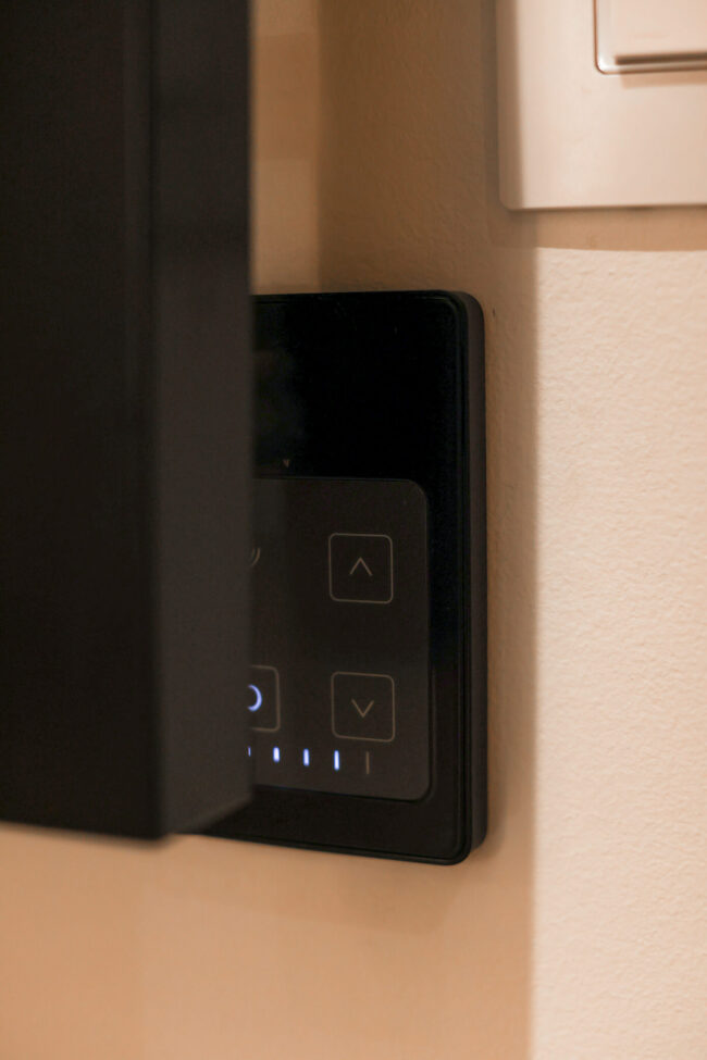 Control for Amba heated towel rack in home spa bathroom