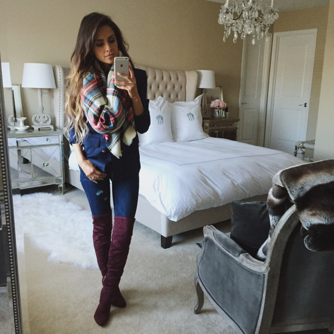 Over-the-knee burgundy boots