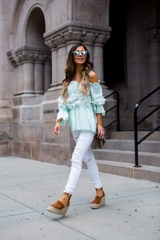 fashion blogger mia mia mine wearing chloe wedges