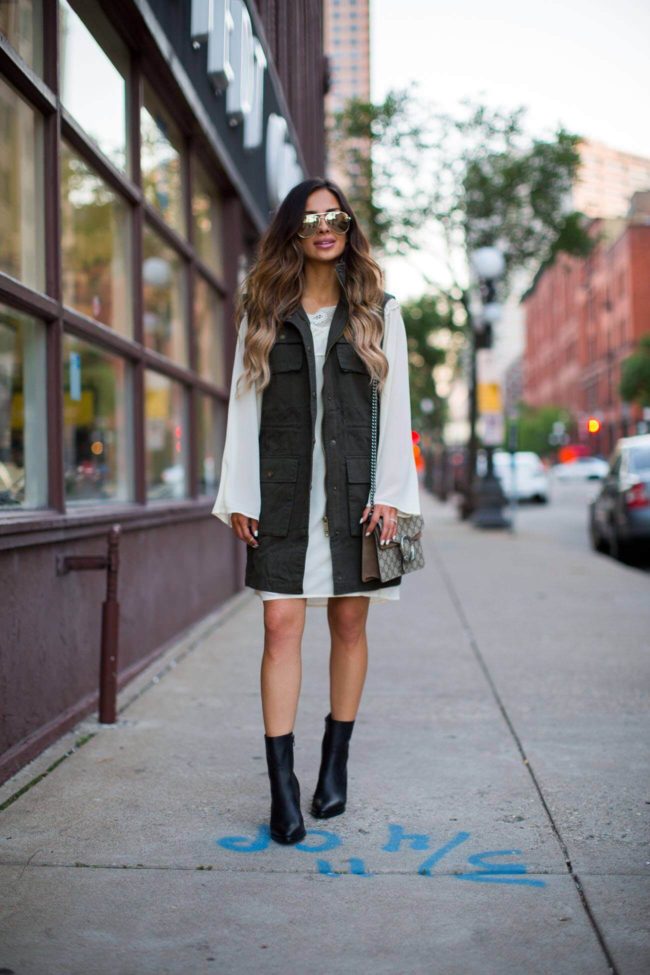 fashion blogger mia mia mine in a white shift dress from nordstrom