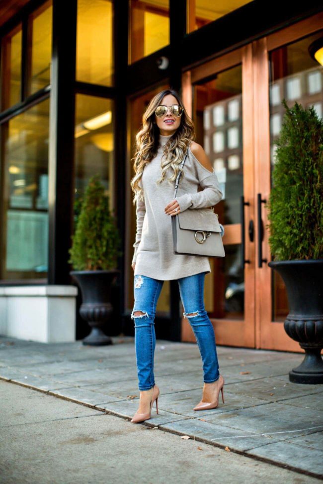 fashion blogger mia mia mine wearing a nordstrom sweater and chloe faye bag from nordstrom