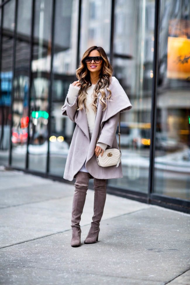 mn fashion blogger mia mia mine wearing a t tahari wrap coat and stuart weitzman over-the-knee boots