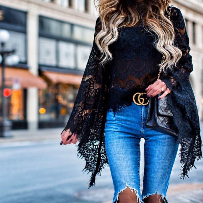 mn blogger mia mia mine in lace bell sleeve top from shopbop
