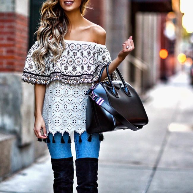 fashion blogger tassel top from revolve