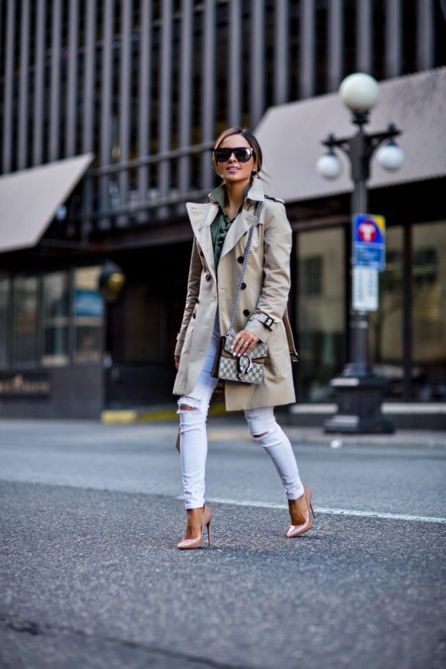 mn fashion blogger mia mia mine wearing a burberry trench coat and christian louboutin so kate heels