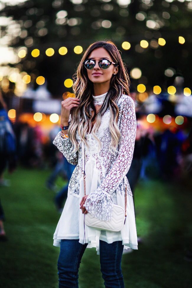 fashion blogger mia mia mine wearing a lace free people tunic at bottlerock napa