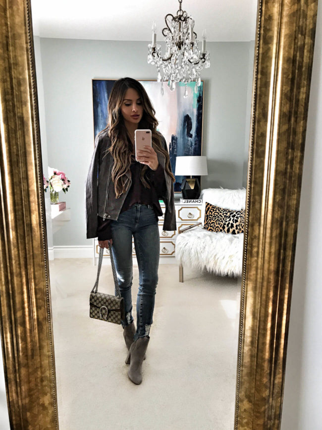 fashion blogger mia mia mine wearing a blanknyc suede moto jacket from the nordstrom anniversary sale 2017