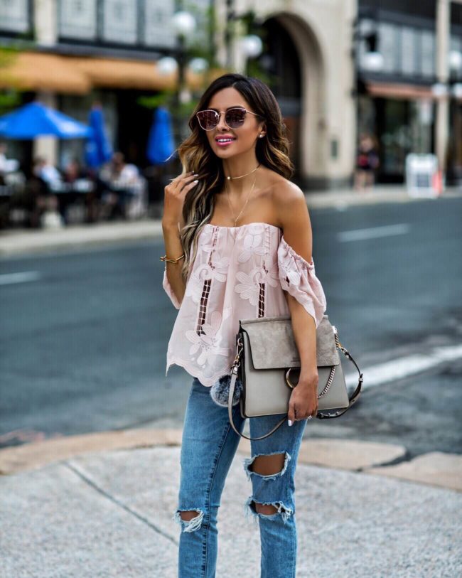 fashion blogger mia mia mine wearing a lovers + friends pink cutout top