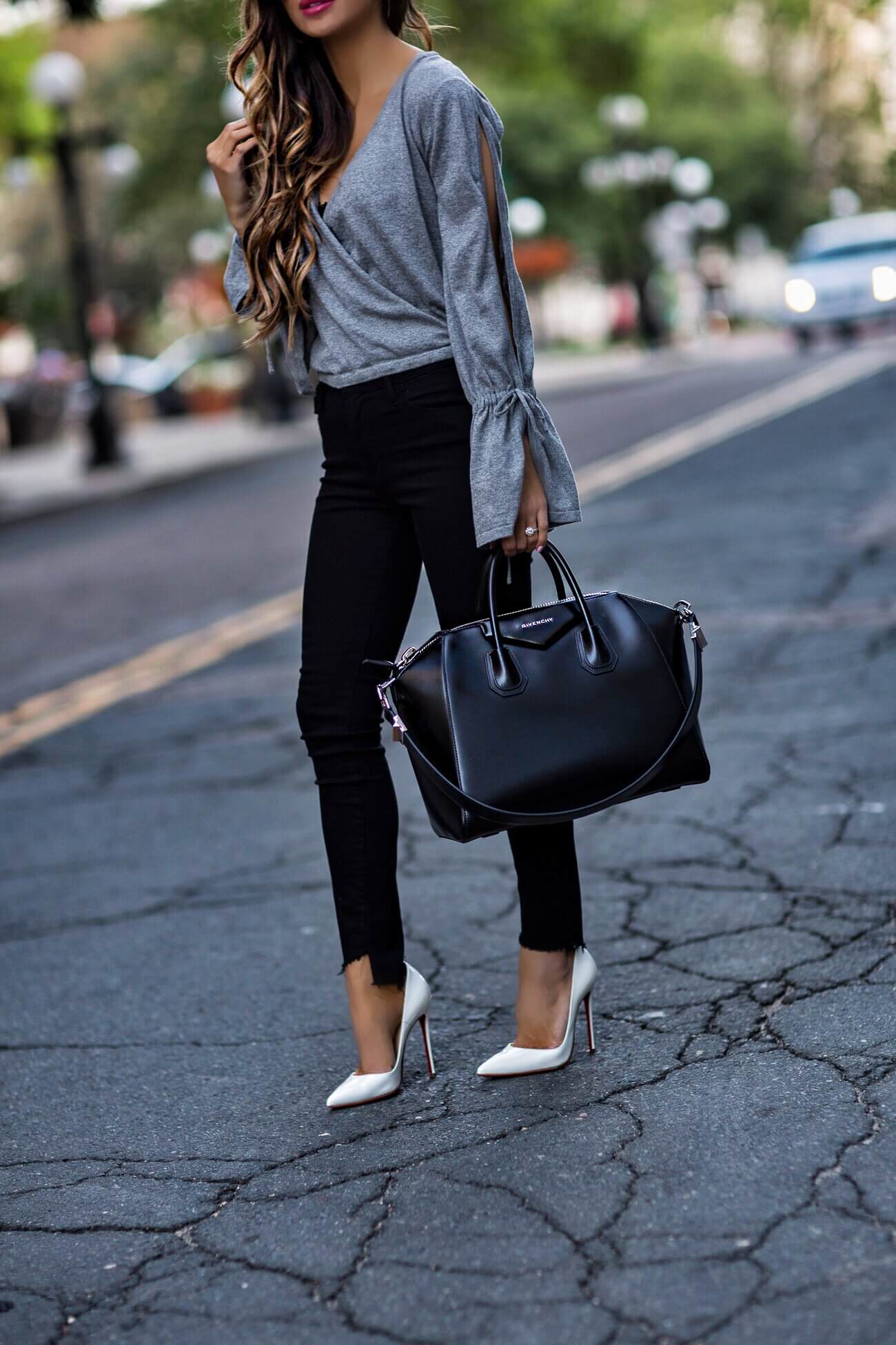 Large black tote outfit