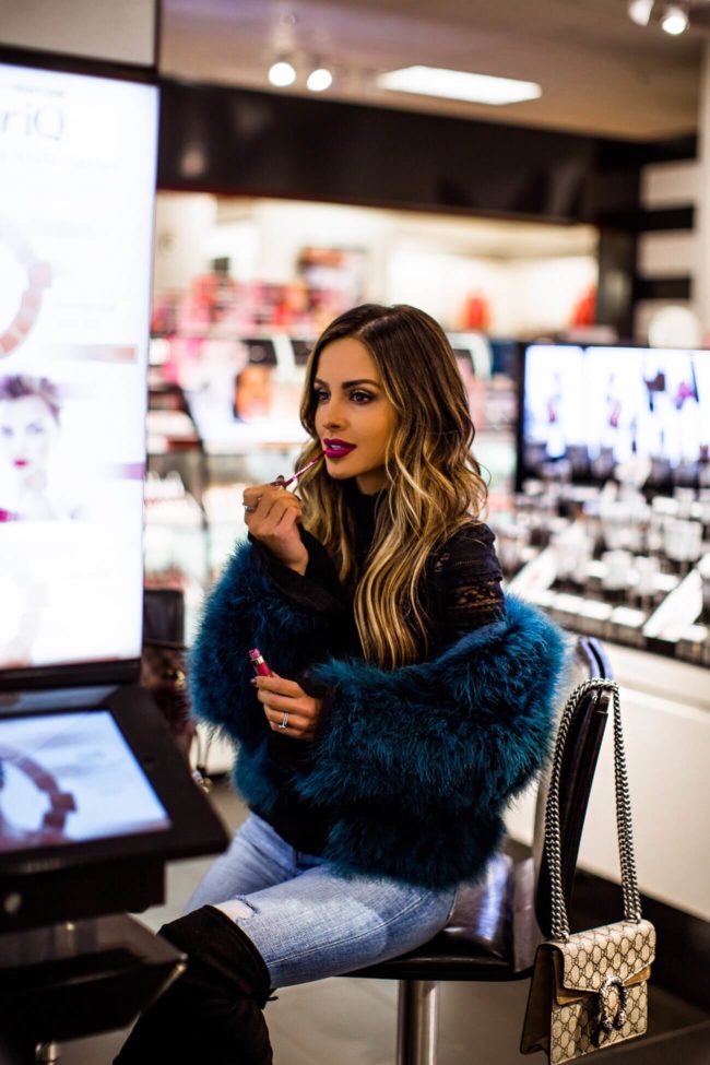 beauty blogger mia mia mine at Sephora inside JCPenney for a holiday makeover