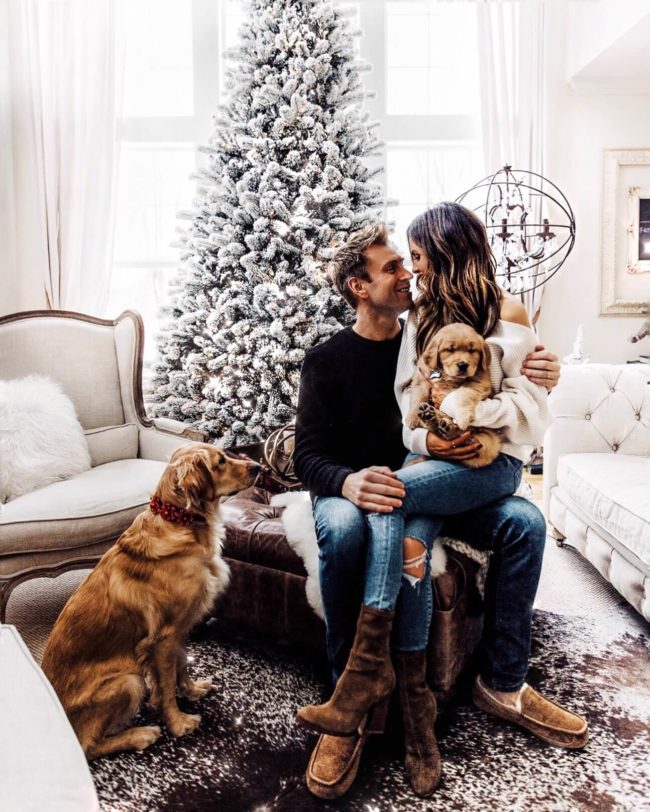 mia mia mine with husband phil and golden retrievers luna and leo