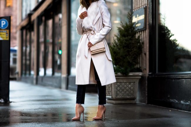fashion blogger mia mia mine wearing a ysl sunset crossbody bag and louboutin heels