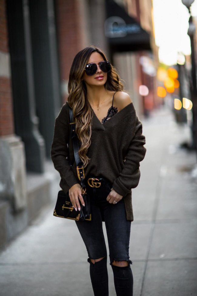 fashion blogger mia mia mine wearing a prada cahier bag