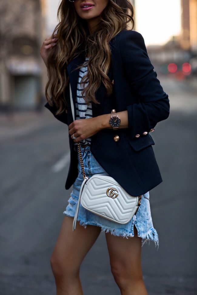 fashion blogger mia mia mine wearing a gucci marmont mini bag