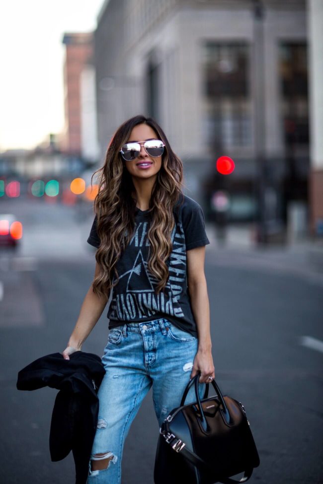 fashion blogger mia mia mine wearing a causal outfit from macy's by lucky