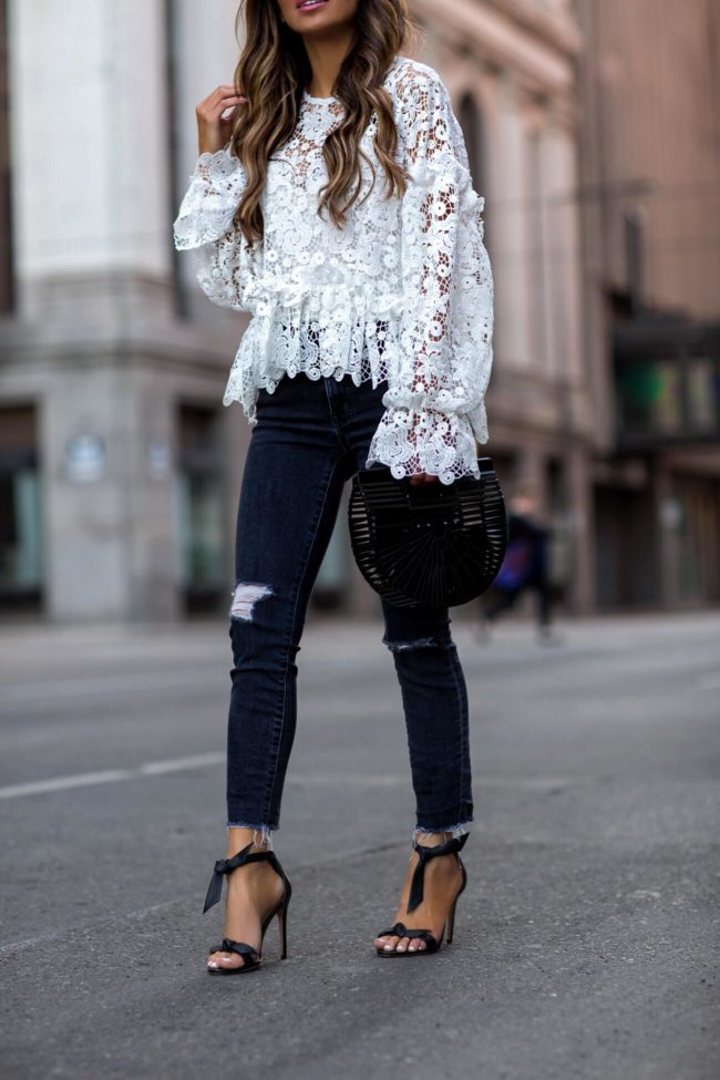 Fashion blogger mia mia mine wearing a cult gaia bag and alexandre birman heels