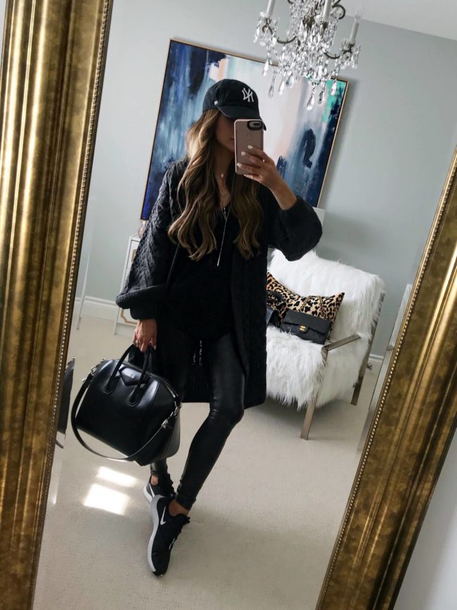 fashion blogger mia mia mine wearing spanx faux leather leggings from the nordstrom anniversary sale 2018