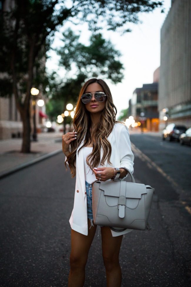 minneapolis fashion blogger mia mia mine wearing a senreve midi maestra bag in sand color