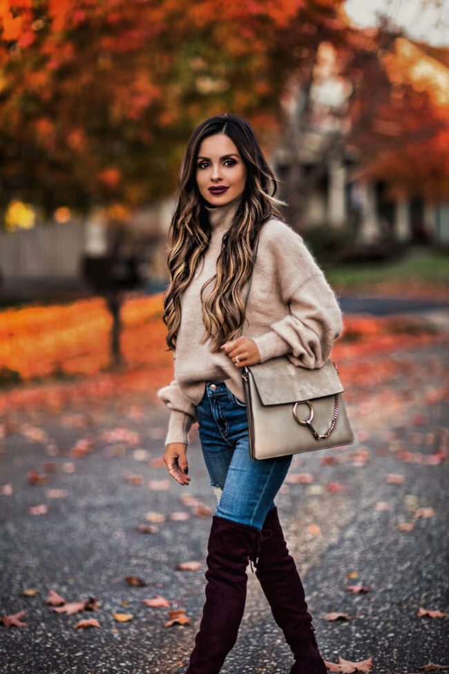 The Only 5 Sweater Styles You Need for Fall | MiaMiaMine.com | fashion blogger mia mia mine wearing an H&M turtleneck and a chloe faye bag