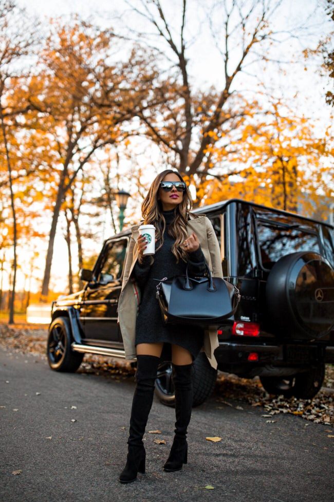 fashion blogger mia mia mine wearing a burberry trench coat and a givenchy antigona bag for fall 2018