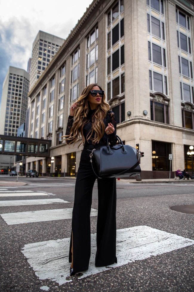 fashion blogger mia mia mine wearing a work outfit from bcbg