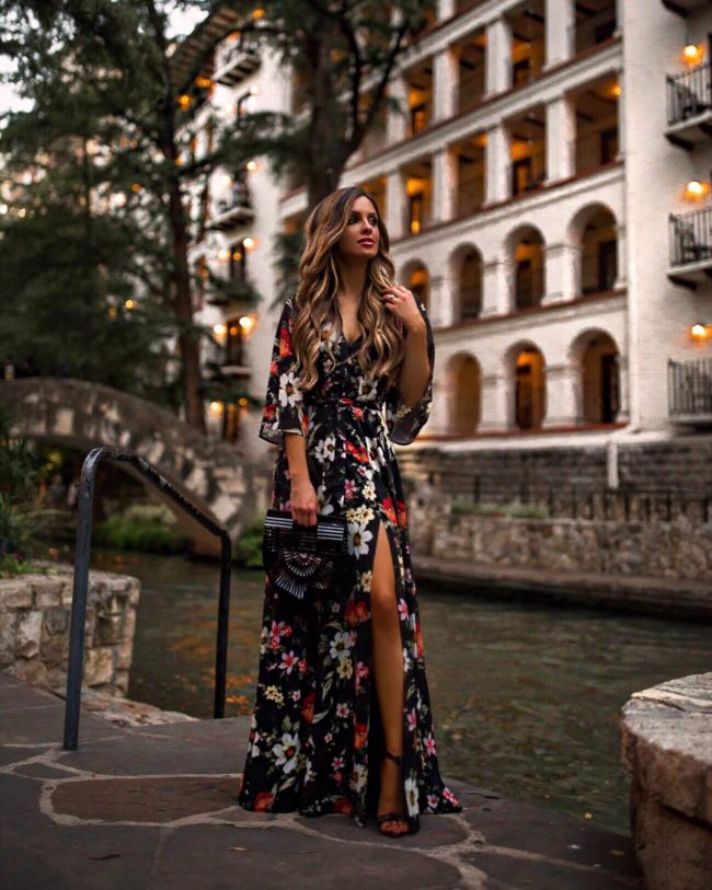 fashion blogger mia mia mine wearing a floral dress by yumi kim