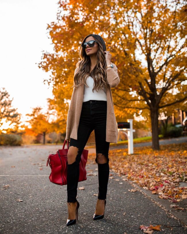 fashion blogger mia mia mine wearing a cashmere sweater from lord & taylor