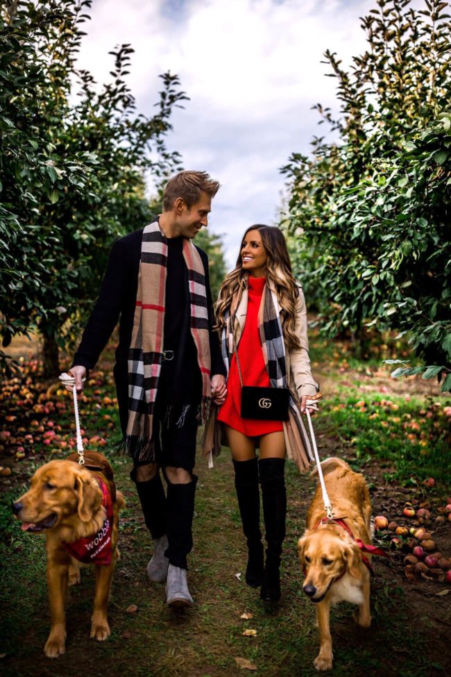 fashion blogger mia mia mine at an apple orchard with her family